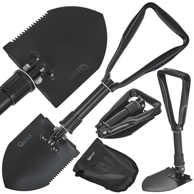 GEKO 2-in-1 opvouwbare survival schep - compact - verstelbaar - zwart