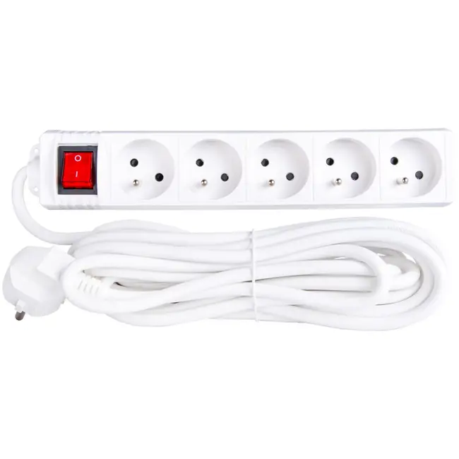 Keltin Witte verlengsnoer met schakelaar - 5 stopcontacten - 5 meter - Veilig en flexibel