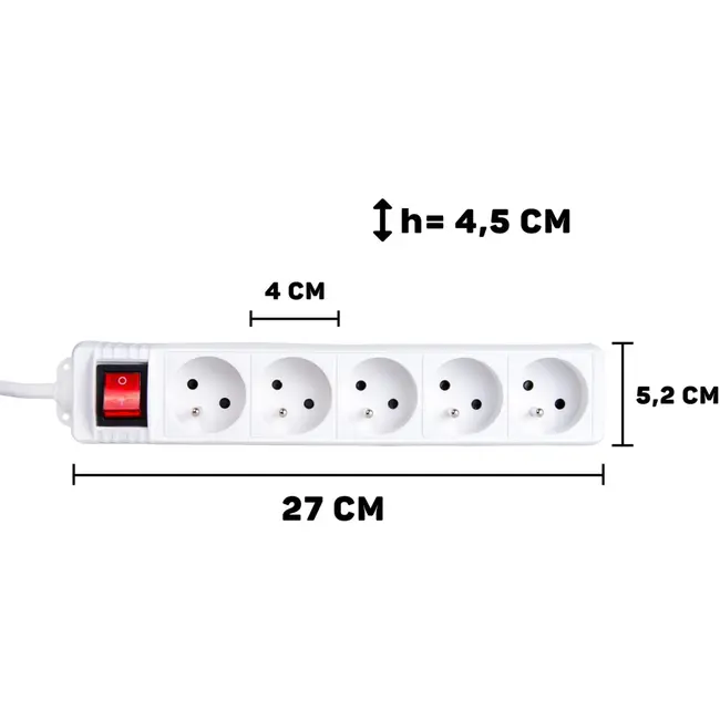 Keltin Witte verlengsnoer met schakelaar - 5 stopcontacten - 3 meter - Veilig en flexibel