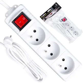 Keltin Witte verlengsnoer met schakelaar - 3 stopcontacten - 5 meter - Veilig en flexibel