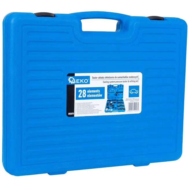 GEKO 28-delige radiator- en koelsysteemtester - universele adapters - nauwkeurige lekdetectie
