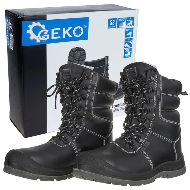 GEKO Isolerende winterveiligheidsschoenen - S3 klasse - Antislip - Maat 44 - Zwart
