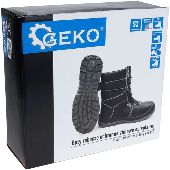 GEKO Winterveiligheidsschoenen - Geïsoleerd - S3 Klasse - Antislip - Maat 43 - Zwart