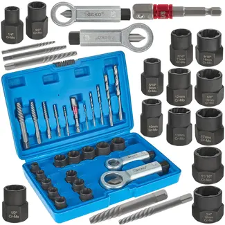 GEKO 26-delige extractorset - CrMo staal - Voor schroeven, moeren en bouten - Inclusief boorbits en moersplijters