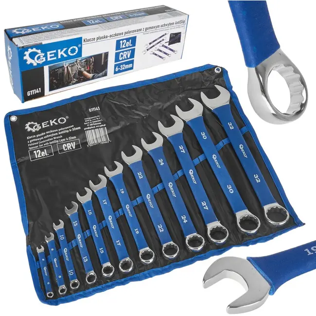 GEKO Stevige ringsleutelset - AntiSlip grip - 12-delig - 6-32 mm