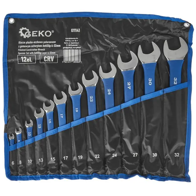 GEKO Stevige ringsleutelset - AntiSlip grip - 12-delig - 6-32 mm