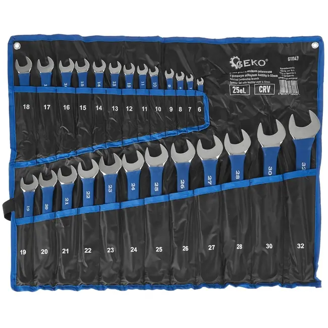 GEKO Gepolijste steeksleutelset - AntiSlip - 6-32 mm - 25-delig