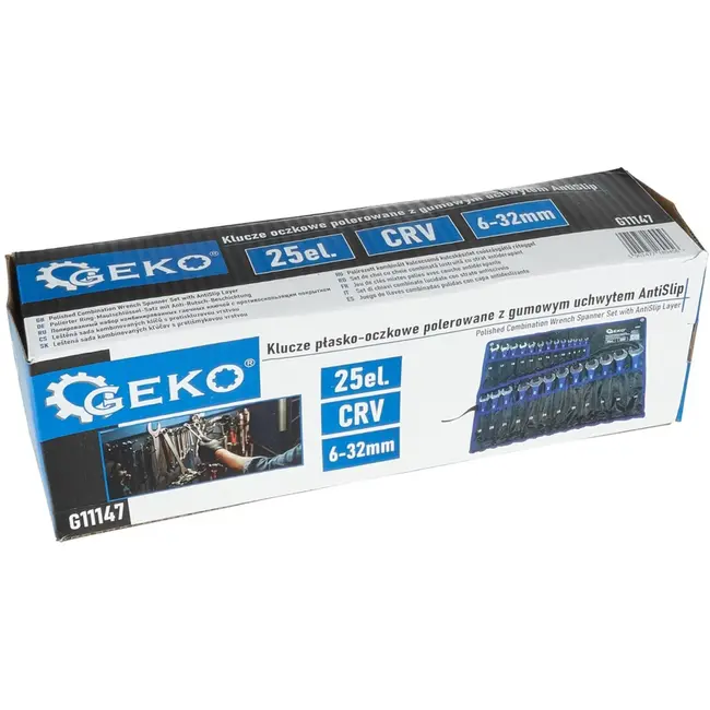GEKO Gepolijste steeksleutelset - AntiSlip - 6-32 mm - 25-delig