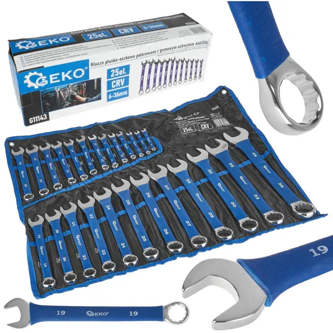 GEKO Combinatiesleutelset - AntiSlip Grip - 6-36 mm - 25-delig