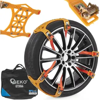 GEKO Sneeuwkettingen - 6 stuks - Snelle installatie - Versterkte grip - Voor banden 165-285 mm