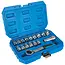 GEKO 17-delige spline dopsleutelset - CrV staal - Met ratel en adapters - 10-24 mm