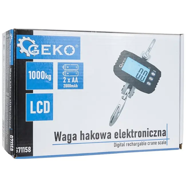 GEKO Digitale kraanweegschaal - Oplaadbaar - 1000 kg capaciteit - Klasse III nauwkeurigheid - Compact ontwerp