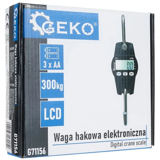 GEKO Elektronische hangweegschaal - 300 kg capaciteit - LCD display - Compact ontwerp