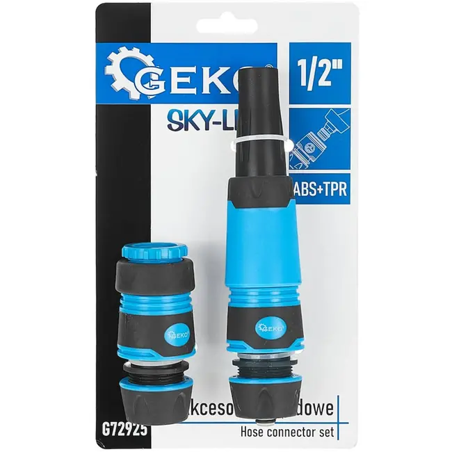 GEKO 4-delige tuinslangkoppeling set - verstelbare sproeikop - antislip grip - duurzaam kunststof