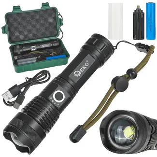 GEKO Tactische LED-zaklamp - 15W - 1500 lumen - Telescopische zoom - IPX8 waterdicht