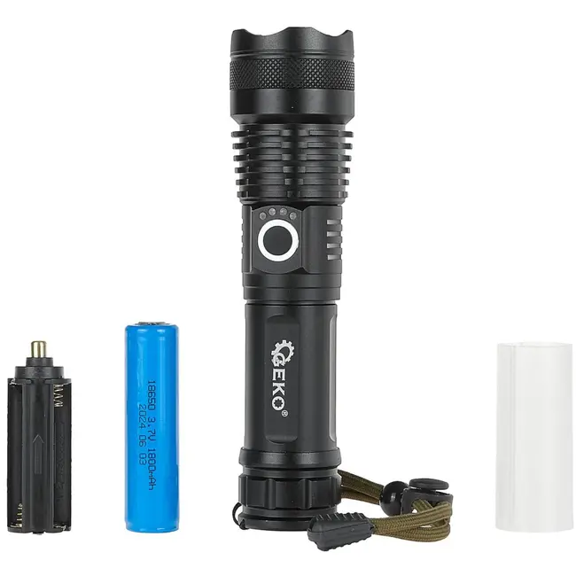 GEKO Tactische LED-zaklamp - 15W - 1500 lumen - Telescopische zoom - IPX8 waterdicht