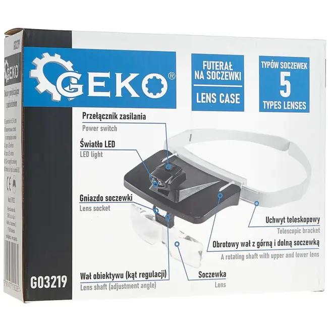 GEKO Vergrootglas met LED-verlichting - 5 verwisselbare lenzen - Lichtgewicht en verstelbaar ontwerp