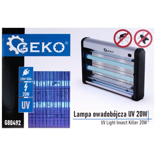GEKO UV insectenlamp - Veilig - Eenvoudig te reinigen - 20W - Hangbaar
