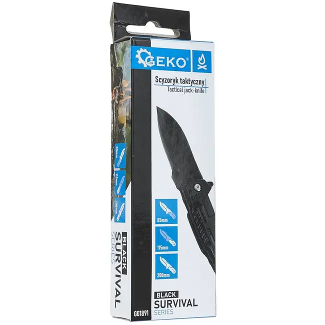 GEKO Tactisch zakmes - inklapbaar - drop point - 200 mm - zwart