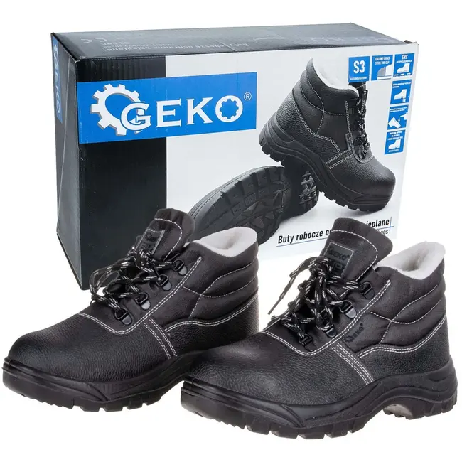 GEKO Gevoerde veiligheidsschoenen - S3 klasse - Antislip - Schokabsorberend - Maat 46 - Zwart