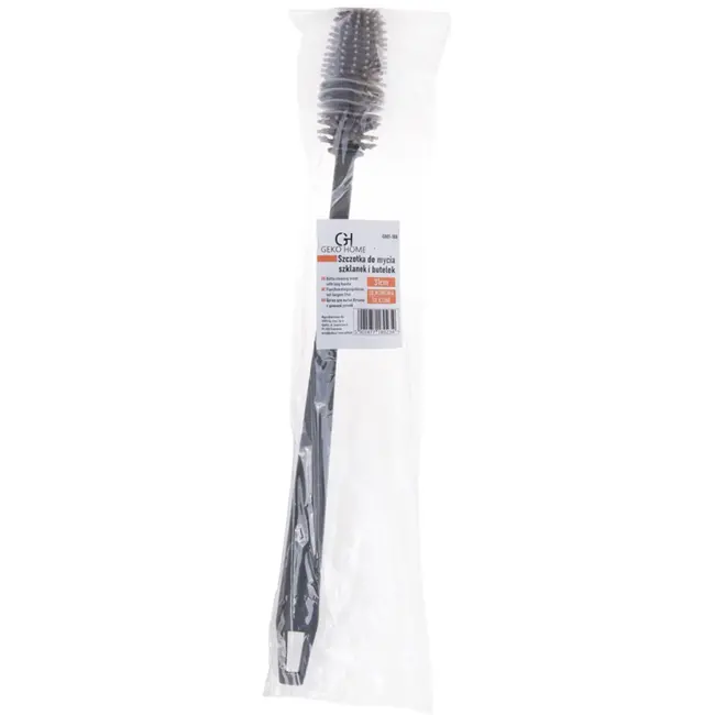 GEKO Siliconen flesborstel - Lang handvat - Grijs - Flexibele borstelharen - 31 cm