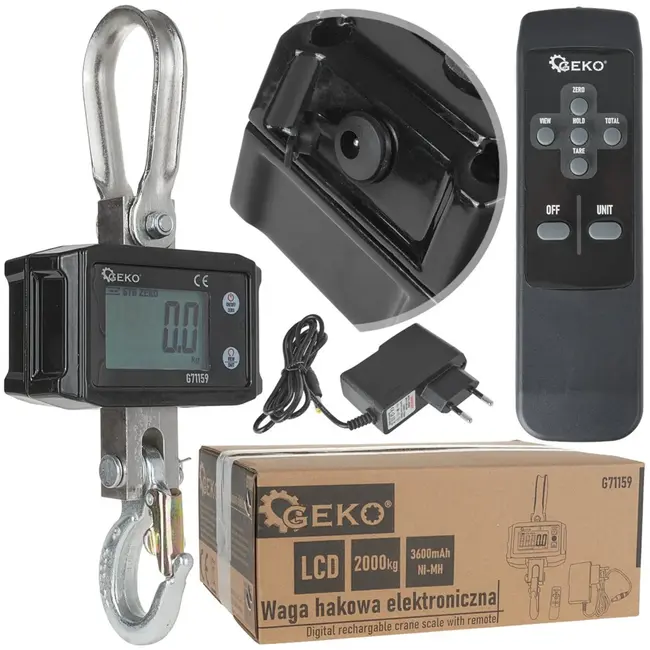 GEKO Digitale kraanweegschaal - 2000 kg - Oplaadbaar - Met afstandsbediening