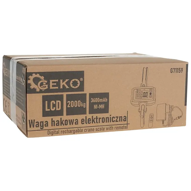 GEKO Digitale kraanweegschaal - 2000 kg - Oplaadbaar - Met afstandsbediening