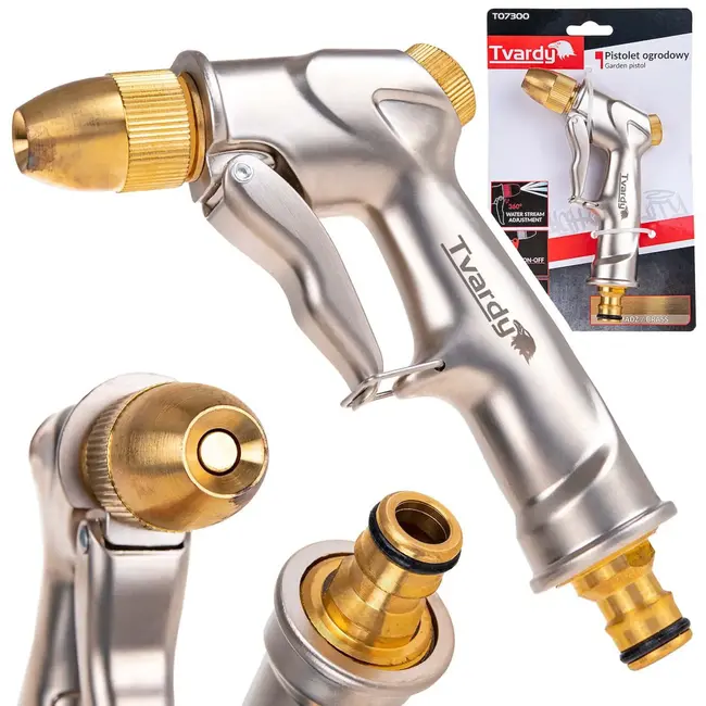 Tvardy Verstelbare tuinspuit - robuust en ergonomisch - messing en aluminium - waterstraal aanpasbaar