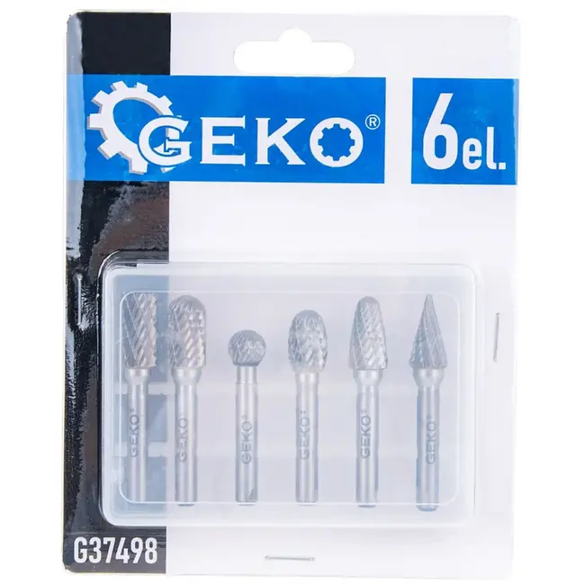 GEKO Tungsten carbide frezenset - 6 stuks - veelzijdige vormen - hoge duurzaamheid - 6 mm schacht