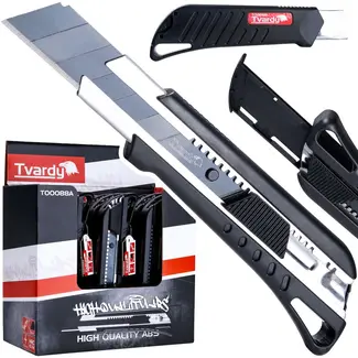 Tvardy Utility mes - Duurzaam SK2H staal - Zwart - 125 mm - Set van 9 stuks