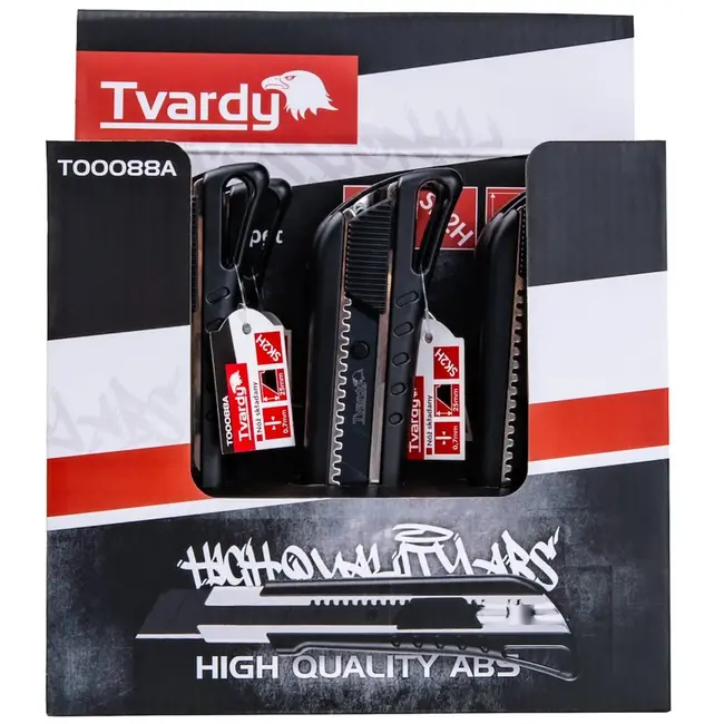 Tvardy Utility mes - Duurzaam SK2H staal - Zwart - 125 mm - Set van 9 stuks