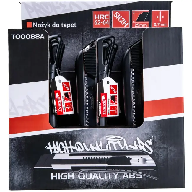 Tvardy Utility mes - Duurzaam SK2H staal - Zwart - 125 mm - Set van 9 stuks