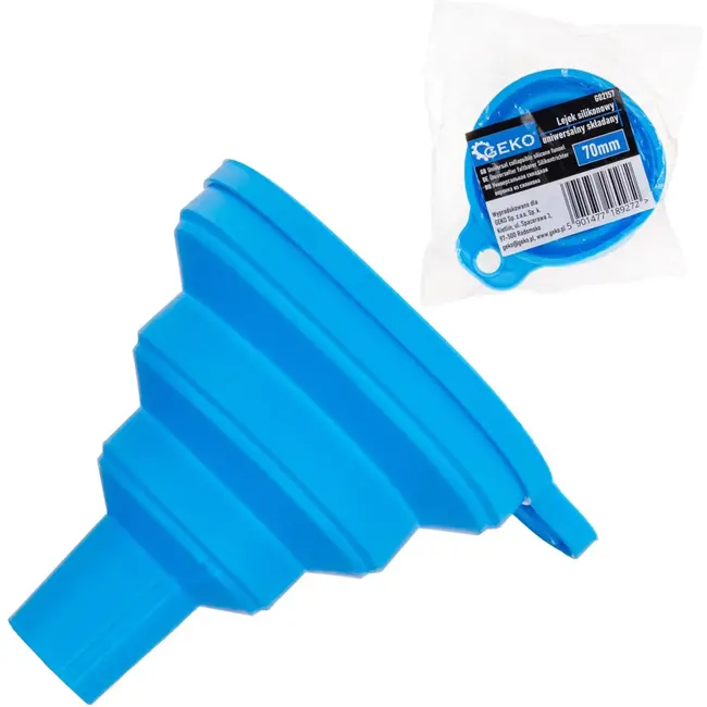 GEKO Opvouwbare siliconen trechter - compact - veelzijdig - blauw - 70 mm
