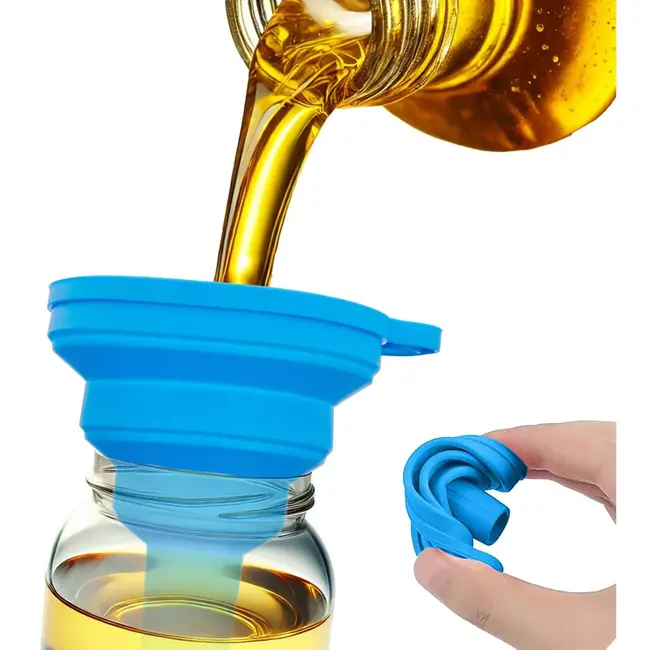 GEKO Opvouwbare siliconen trechter - compact - veelzijdig - blauw - 70 mm