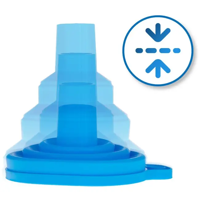 GEKO Opvouwbare siliconen trechter - compact - veelzijdig - blauw - 70 mm