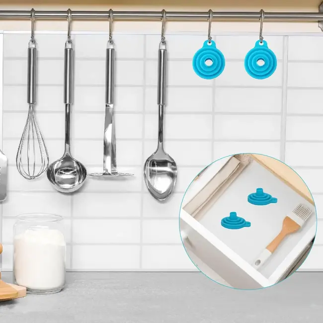 GEKO Opvouwbare siliconen trechter - compact - veelzijdig - blauw - 70 mm