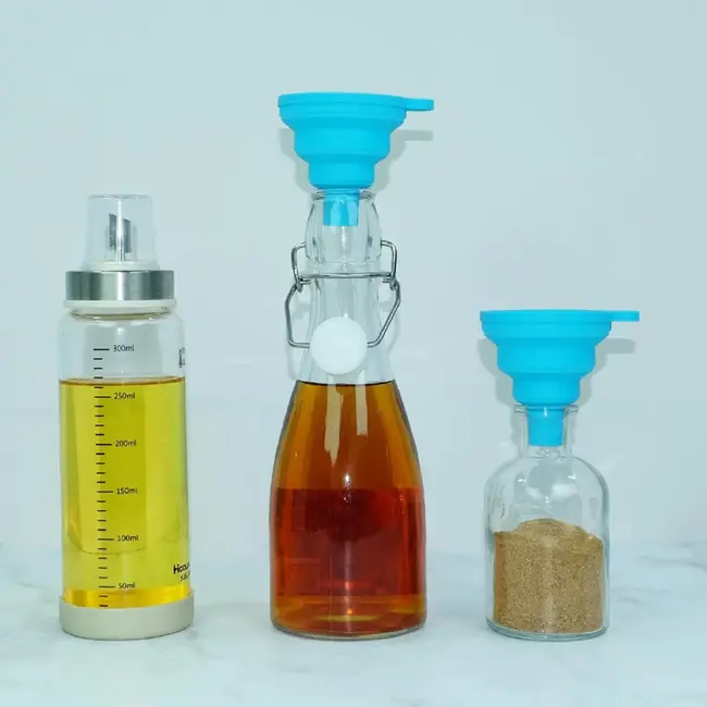 GEKO Opvouwbare siliconen trechter - compact - veelzijdig - blauw - 70 mm