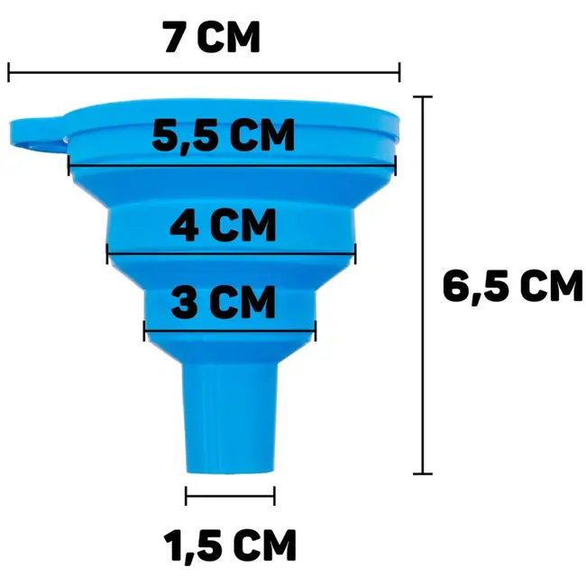 GEKO Opvouwbare siliconen trechter - compact - veelzijdig - blauw - 70 mm