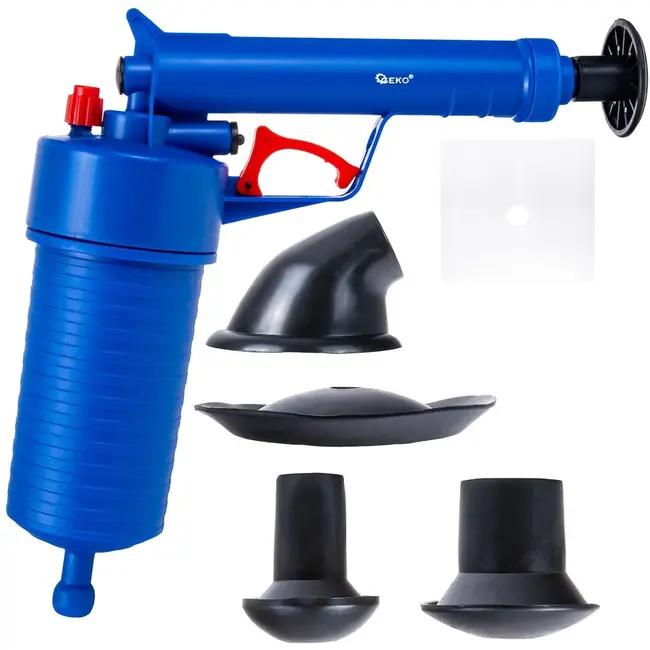 GEKO Luchtdruk pijpreiniger - Handmatige bediening - 3.5 bar - Ergonomisch ontwerp - 4 verwisselbare nozzles