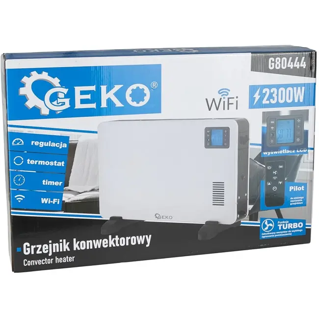 GEKO Convector kachel - 2300W - Wi-Fi - Turbo functie - LCD display - Zwart