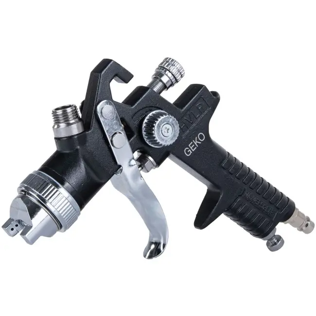 GEKO HVLP verfspuitpistool - 4 verwisselbare nozzles - 600 ml capaciteit - 3-4 bar werkdruk