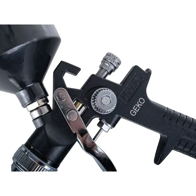 GEKO HVLP verfspuitpistool - 4 verwisselbare nozzles - 600 ml capaciteit - 3-4 bar werkdruk