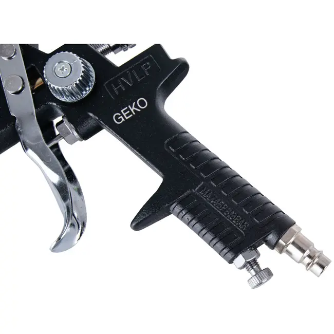 GEKO HVLP verfspuitpistool - 4 verwisselbare nozzles - 600 ml capaciteit - 3-4 bar werkdruk