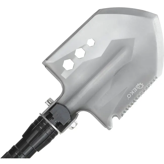 GEKO Opvouwbare survival schep - multifunctioneel - zwart - verstelbare lengte - inclusief accessoires