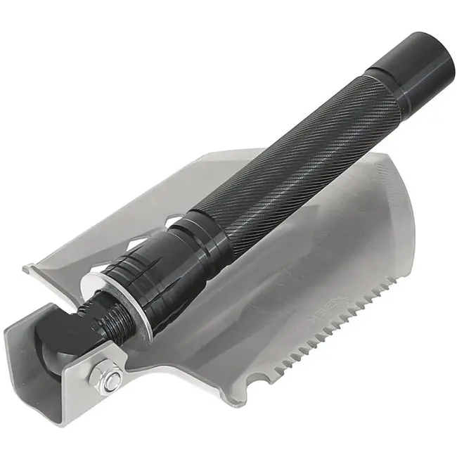 GEKO Opvouwbare survival schep - multifunctioneel - zwart - verstelbare lengte - inclusief accessoires