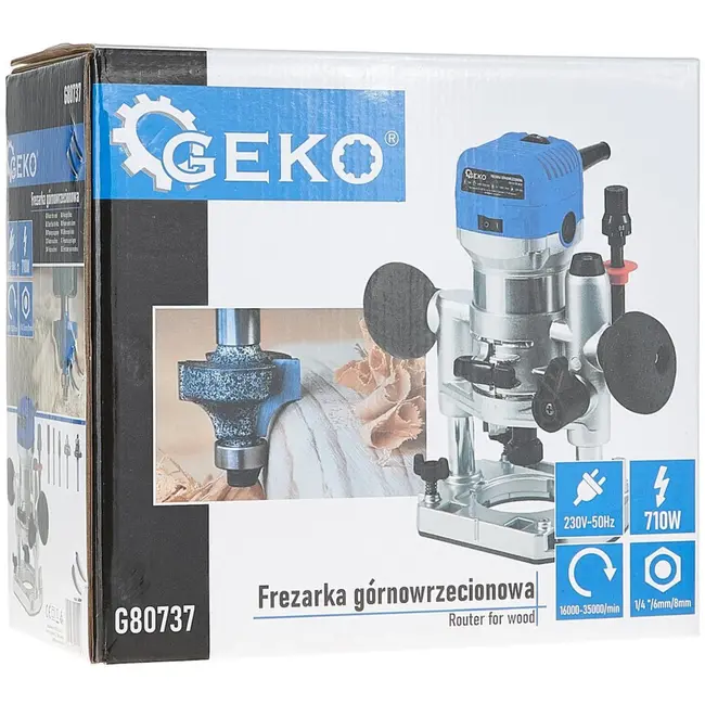GEKO Houtfreesmachine - 710W - Verstelbare Snelheid - Inclusief Basis - Stofbescherming