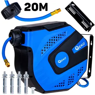 GEKO Luchtslang op haspel - 20m - PVC - Hoge druk - Wandmontage