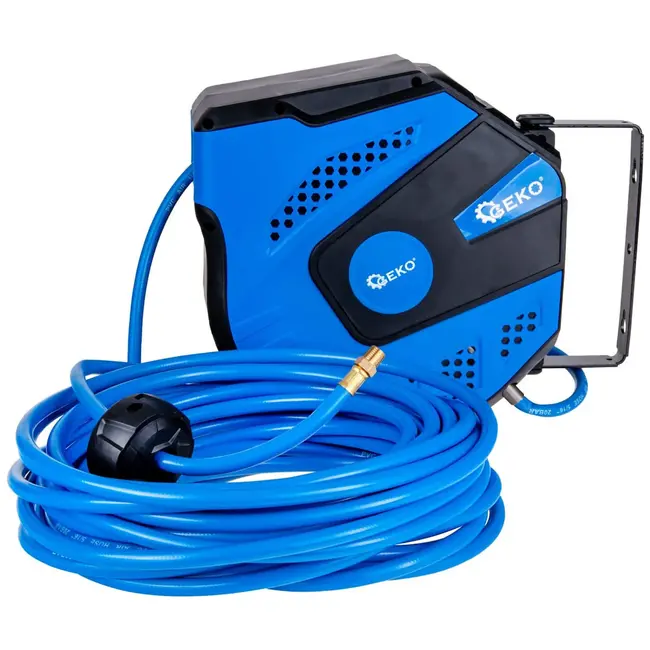 GEKO Luchtslang op haspel - 20m - PVC - Hoge druk - Wandmontage