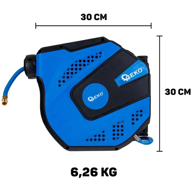 GEKO Luchtslang op haspel - 20m - PVC - Hoge druk - Wandmontage