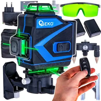 GEKO 4D laserwaterpas - 360° bereik - groene laser - zelfnivellerend - inclusief accessoires